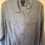 Jones New York Sky Blue 100% Linen Blouse Photo 5
