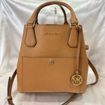 Michael Kors New  Greenwich Saffiano Leather Satchel Bag Brown Tote Classic Chic Photo 5