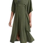 Athleta Calistoga Wrap Coverup Dress Green Stretch Kimono Sleeves Size Medium P Photo 0