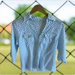 Eden & Olivia Eden Olivia Womens Flannel Shirt Size M White Polka Dots 3/4 Sleeve Button Up Photo 1