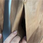 Vintage leather factory brown tan zip up coat size large Photo 4