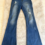 Indigo Rein Índigo Rein Flared Jeans Womens 5 / 26 Blue Denim Distressed Button Photo 0