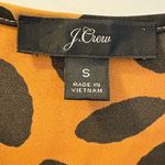 J.Crew  Women's Ruffle Front Satin Top - Black and Tan Size Small V-Neck Photo 1