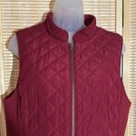 J.Jill Burgundy Red Zip Front Heavy Quilted Puffer Vest Button Pockets Medium Photo 5