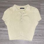 Brandy Melville  Light Green Ribbed Cropped Blouse Photo 0