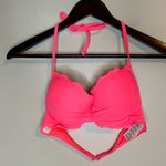 Hobie  Neon Hot Pink Bikini Top Solids Push Up Ruffled Underwire Halter Medium Photo 1
