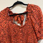 BeachLunchLounge  XL‎ Orange Black Polka Dot Midi Dress Tie Back Smocked Photo 1