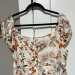 Chic Floral Midi Dress in Cream and Orange Size 1X Photo 1