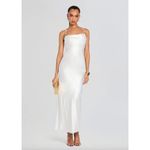 retrofete Electra Satin Pearl Strap Maxi Dress White Womens Size Small Photo 15