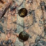 Nina Leonard  Sz M Peach and Blue Sheer Floral Blouse Photo 5