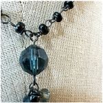 Blue and black beaded Y necklace Photo 1