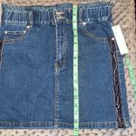 Lizard Thicket  large denim paper bag skirt new stretchy waist zip button closure Photo 6