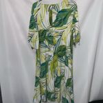 Susan Graver   Wo size XL Green and White Leaf Pattern Dress Pockets soft FLOWY Photo 10
