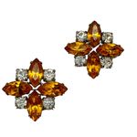Vintage Rhinestone Sweater Pins Scatter Pins Orange Citrine Marquis Floral Photo 3