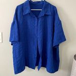 SheIn curve 4XL blue short sleeved button down blue top comfortable lightweight Photo 0