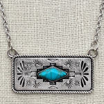 Aztec Pattern Bar Necklace with Turquoise Photo 0