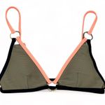 River Island Women's Olive, Black and Salmon Triangle Bikini Top Size 4 Photo 0