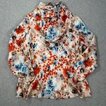 Doncaster Collection Silk Blouse Mock Cowl Neck Women's 14 Blue Orange Floral Photo 0