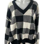 Listicle Black Gingham Check Knit Long Sleeve V Neck Boxy Sweater Top Size S Photo 0