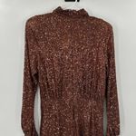 Ronny Kobo Jane Dress Sequined Knit Mock Neck Mini Dress in Brown Size XL Photo 5