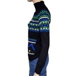 Yuka Women’s Size 2 M Black White Green Blue Fair Isle Turtleneck Sweater Size M Photo 2