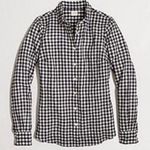 J Crew factory dickered gingham classic button down shirt black and white sz XS Photo 0