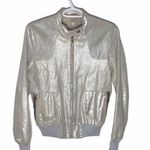 Doma light taupe silver coated moto bomber jacket size S Photo 0