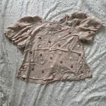 Flower & Feather Feminine Balloon Sleeve Textured Polka Dot Blouse Size S Pink Photo 0