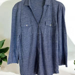 J. McLaughlin Blue Button Down Linen Blend Long Sleeve Shirt Top Women's Size M Photo 0