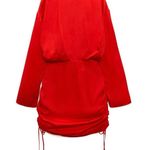 ZARA NEW Satin effect Draped Mini dress size S Red Photo 3