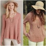 Anthropologie Anthro MOTH Coral Beige Marled V-Neck Wool Blend Side Zip Sweater EUC S Photo 9