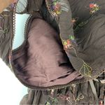 Flamingo size medium tiered vintage Brown Embroidered Top floral boho cottage Photo 6