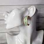 Boho Gold with Pastel Green Design Half Hoop Earrings New Photo 4