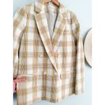 Sézane Sezane | | Veste Christie Jacket in Carreau Beige Ochre Bordeaux Sz 34/2 Photo 4