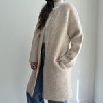 Vince Textured Soft Sculpted Car Coat Large Beige Longline Wool Alpaca Blend Photo 12