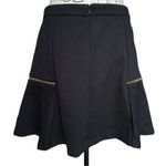 Michael Kors Women's Black Mini Skater Skirt Gold Tone Zipper Accent - 8 Photo 1
