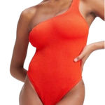 Good American Neon Orange Ribbed One Shoulder One Piece Bathing Swim Suit 1 / 2 Photo 0