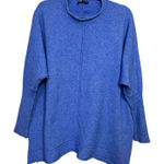 Made In Italy Wool Angora Blend Oversized Sweater Tunic XL Boxy Lagenlook Boho Blue Photo 0