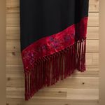 Vintage Y2K Clio Sz Large Red Black Silk Mandarin Asian Jacket Flapper Dress Set Photo 3