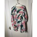 Japna  Kimono Cover Up Women's One Size White Tropical Floral Print Lightweight Photo 3