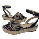 Vince Camuto * Delindan Espadrille Sandal Womens Size 8 Black Zebra Ankle Strap Photo 11