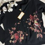 New with tags VTG Deadstock Artisans Inc. Black Cardinal Leaves Cardigan Sweater Size L Photo 5