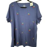 J.Crew NEW Collector Tee Embroidered cherry graphic Women XXL Blue Relaxed Photo 0