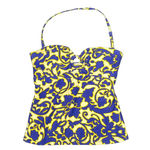 Boden Blue & Yellow Floral Damask Tankini Swim Top Women’s Size 6 Small Photo 0