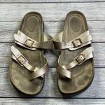 Time & Tru Rose Gold Snakeskin Pattern Adjustable Slip On Sandals Photo 0