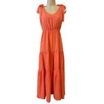 Everly  Tiered Tie Strap Dress Coral Size Small Photo 6