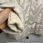 Mackage  Cream Mid-length Down WOOL Leather Puffer jacket Coat with Fur Hood sz S Photo 3