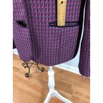 Le Suit  Women Purple Black Tweed Jacket 12 Lapel Notch Collar Pockets 3 Buttons Photo 1