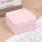 1pc Mini Jewelry‎ Box, Portable Jewelry Storage Box, PU Leather Small Organizer Pink Photo 6