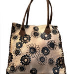 Cecconi Piero Womens Tote Leather Calf Hair handbag Floral Boho Western Italy Brown Photo 0